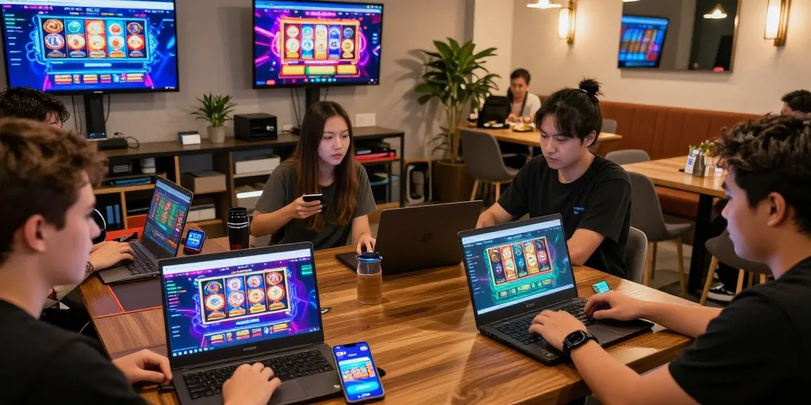Online gaming experience at https://7899club.com/ showcasing vibrant player engagement with neon interfaces and devices.