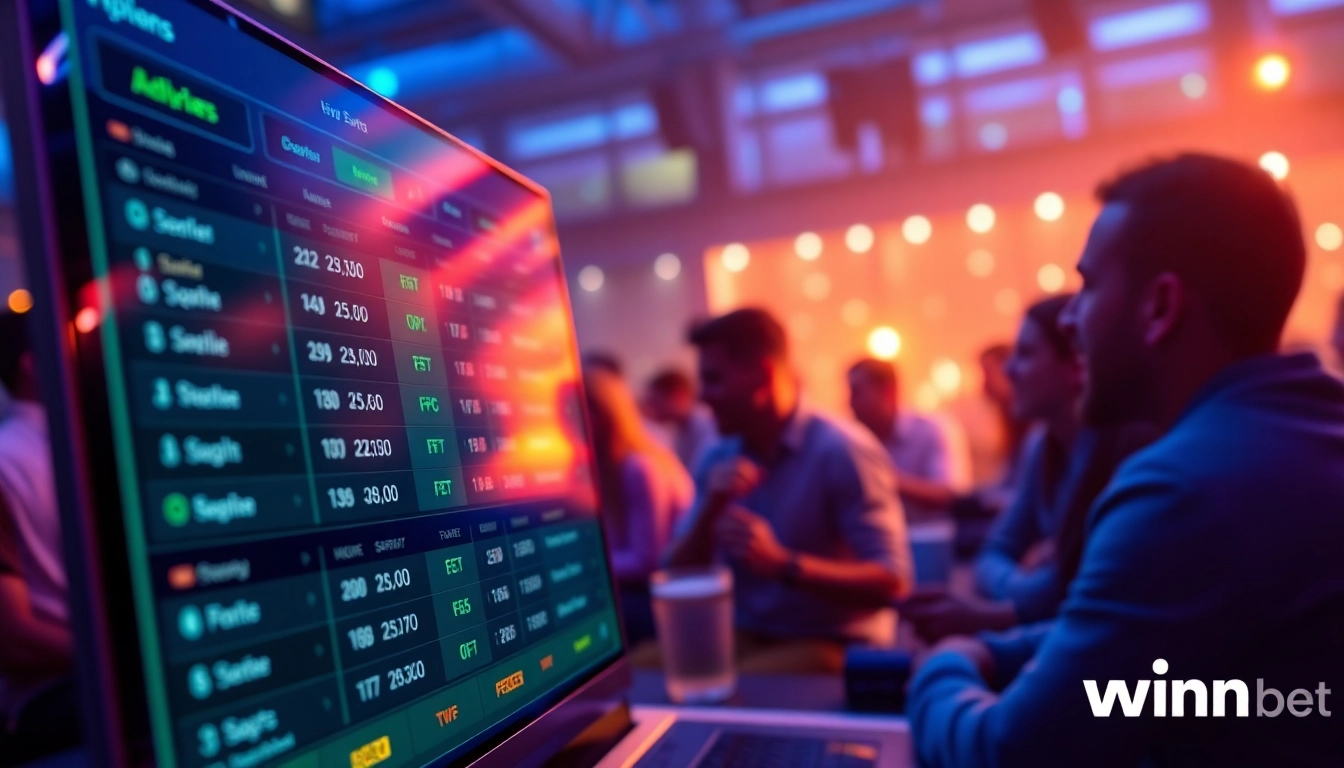 Dynamic online betting interface with sports odds featuring Winvn bet, evoking excitement and trust.