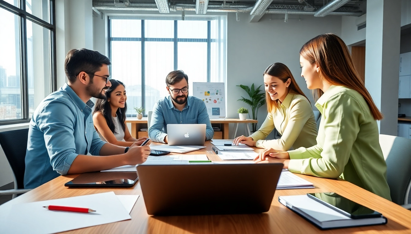 Affordable web design essex showcased through a dynamic team collaboration in a modern office.