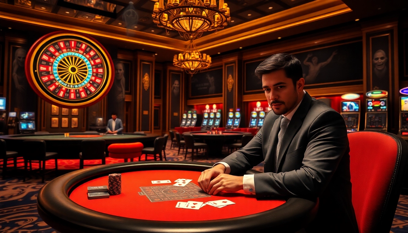 Experience the thrill of Truyên ma kinh dị in a luxurious casino setting with captivating gaming tables.