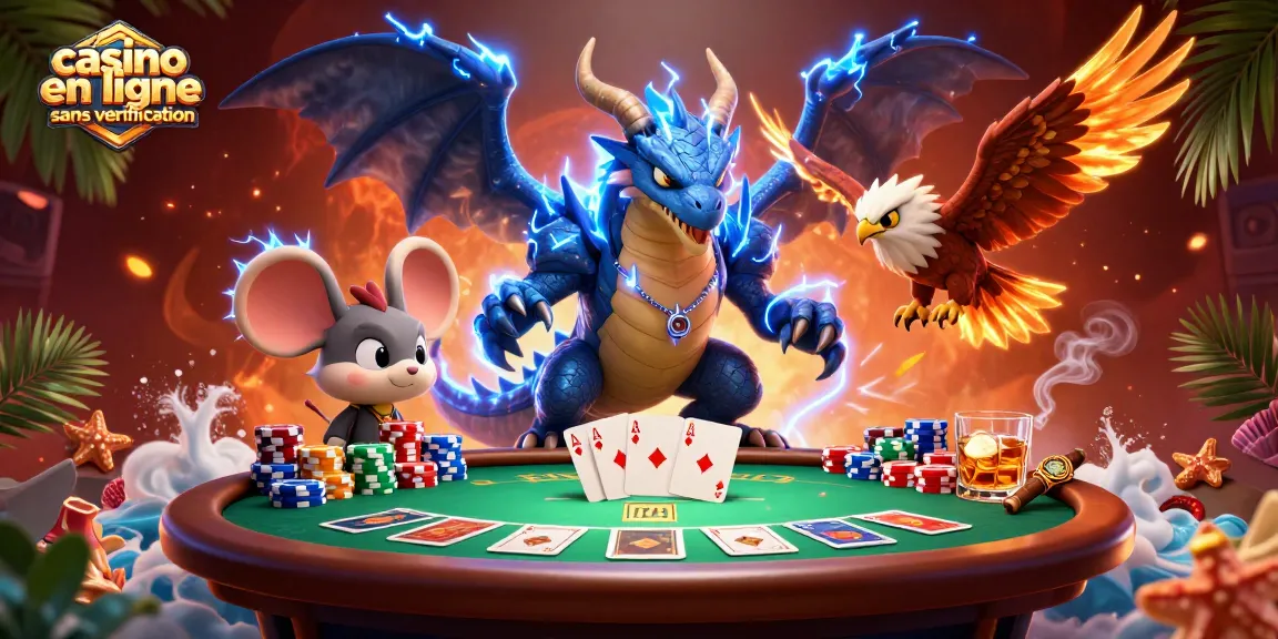 Jouez dans un casino en ligne sans vérification avec une ambiance électrique, dragon et aigle pour des gains exaltants.