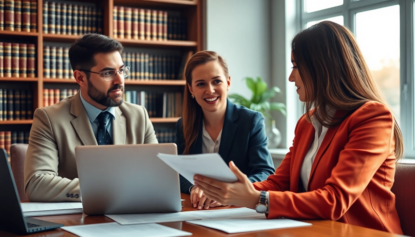 Couple discussing Family Law Financial Agreements with attorney in a professional setting.