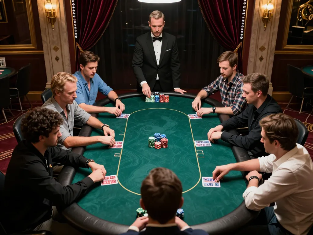 Engaging gameplay at dn 88 poker table with players in luxury casino atmosphere