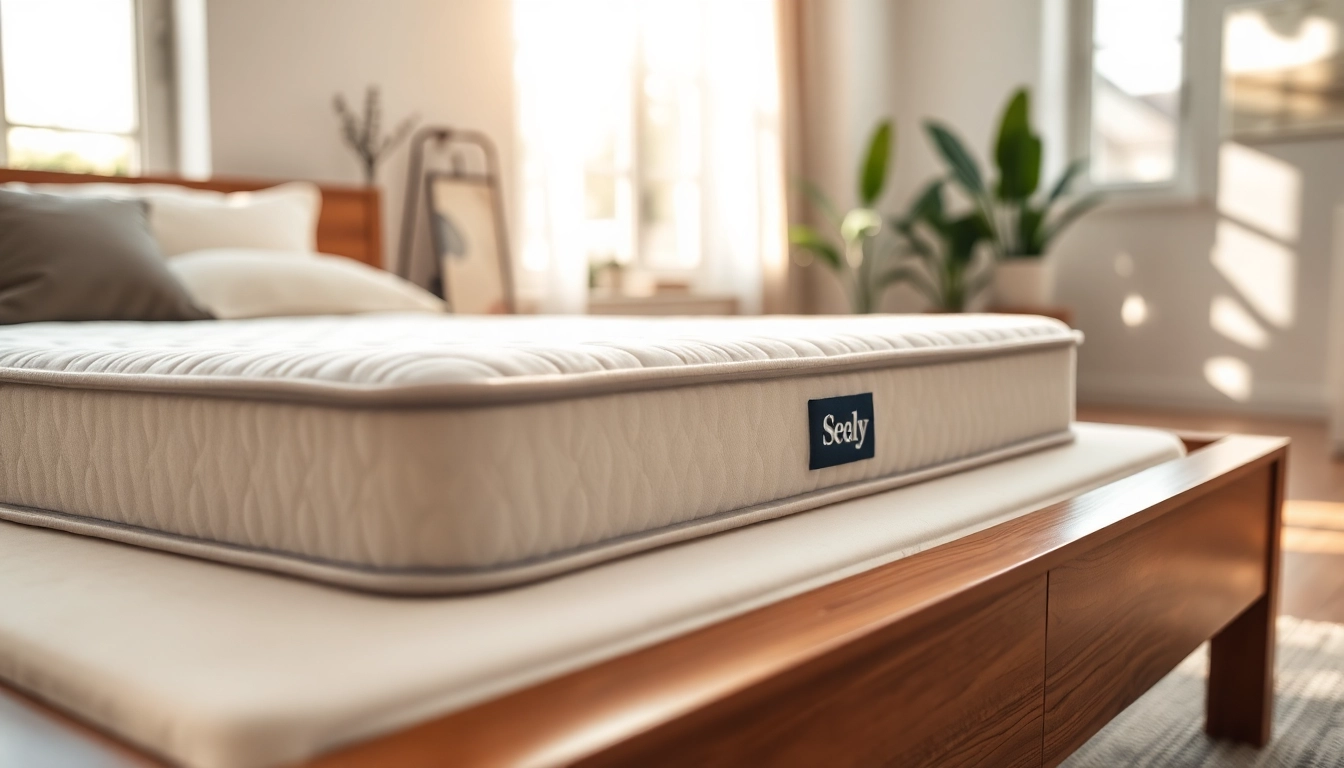 Showcase sealy mattress memory foam on a stylish bed, highlighting its comfy texture and modern design.
