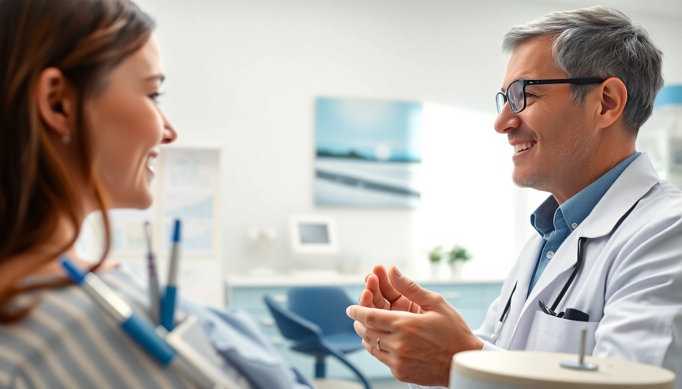 Orthodontist Edmonton providing care to a patient in a bright, modern dental clinic.