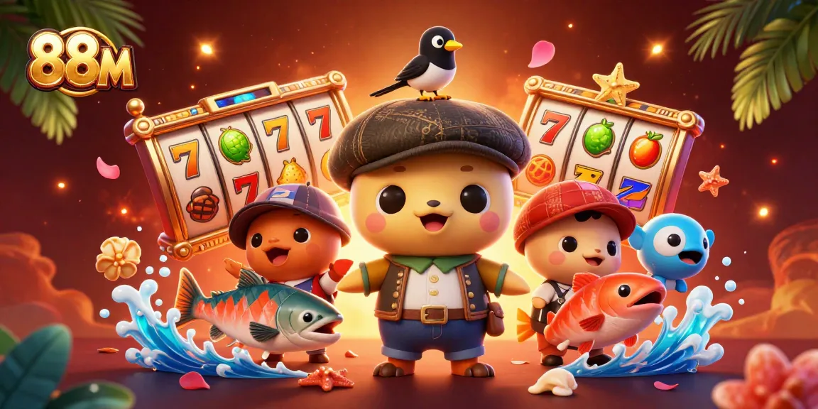 Engage with 88 M's vibrant slots and jackpot excitement in this dynamic casino illustration.