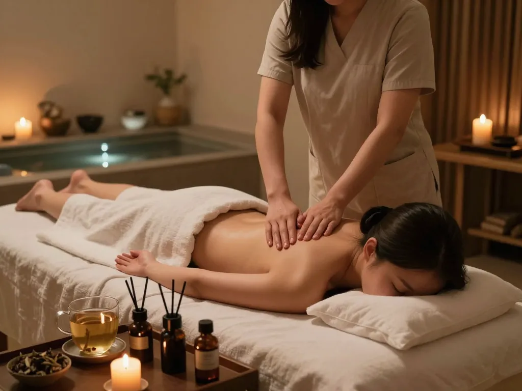 Relaxing 역삼동마사지 scene at a soothing spa environment with calming decor.