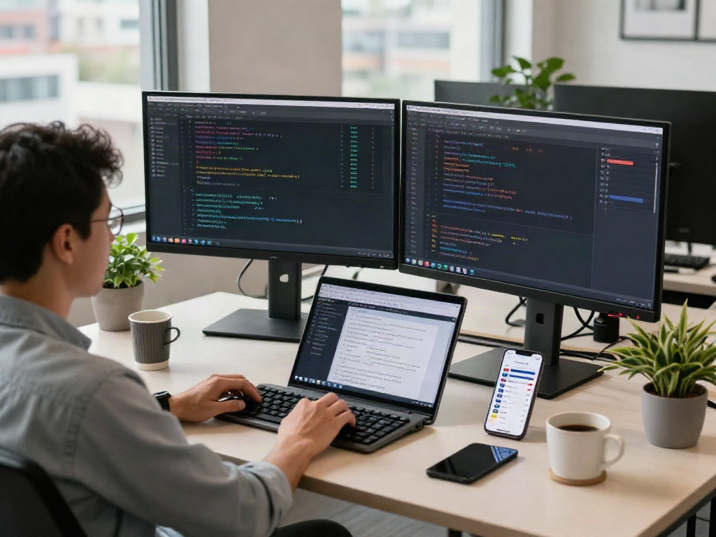 使用有道翻译软件开发的现代工作空间，开发者专注于实现多语言翻译交互。