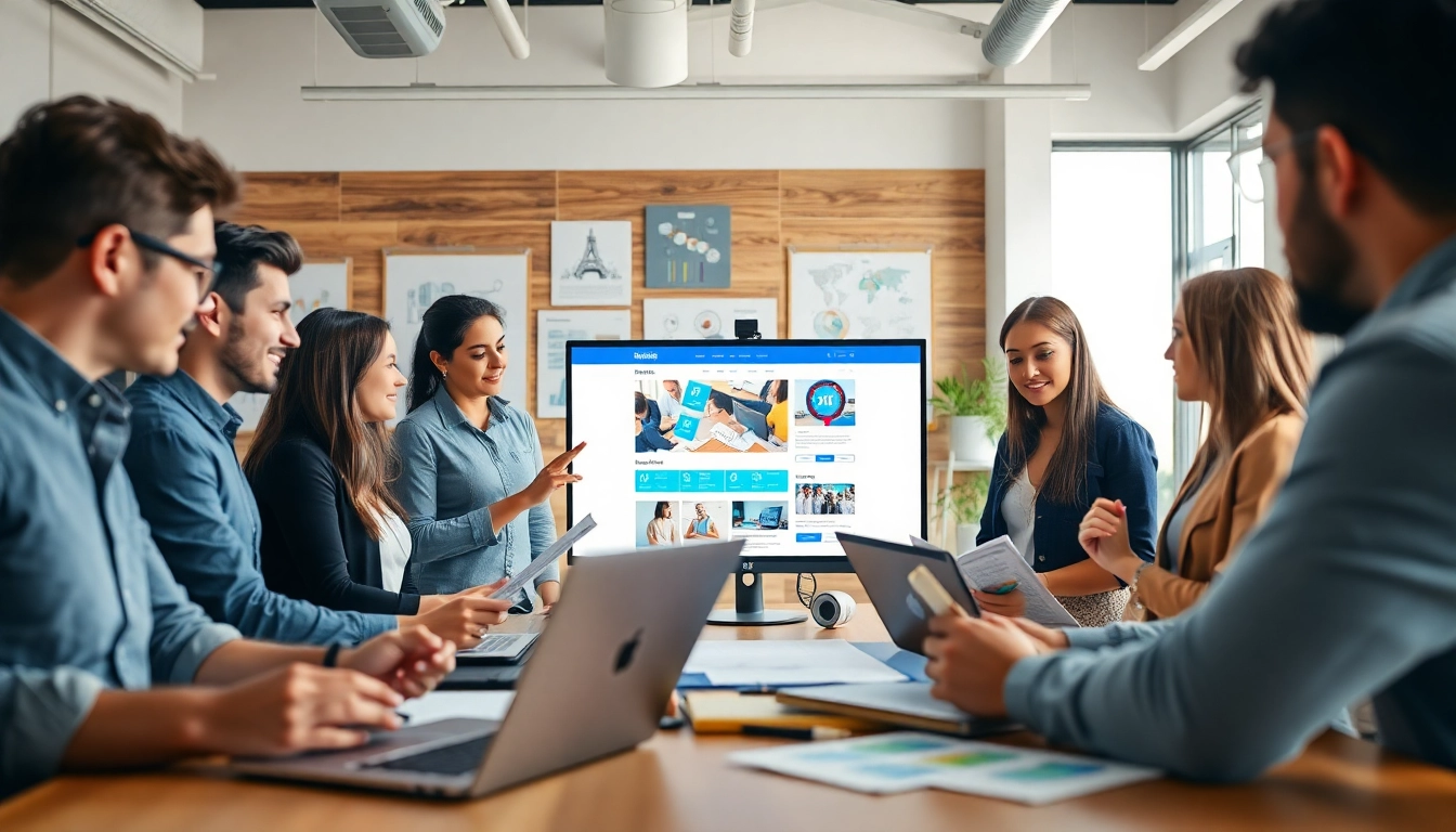 Enhancing edmonton web design with collaborative teamwork in a modern office environment.