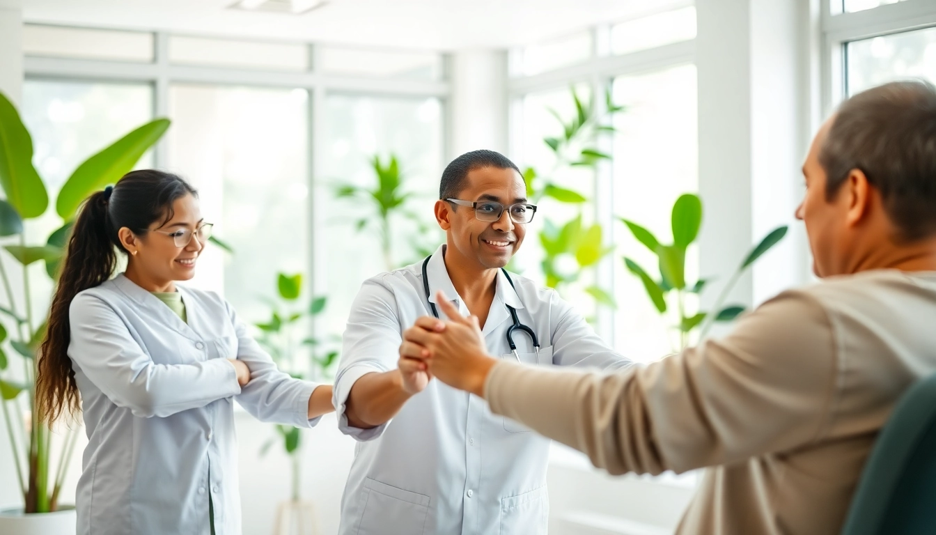Seventeen Physio's therapist helping a patient in a bright, modern clinic environment.