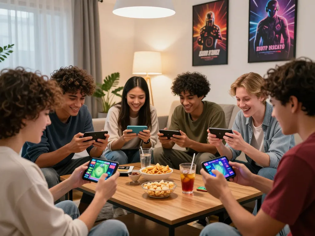 Exciting social gaming moment with friends enjoying go88 platform in a lively home setting.