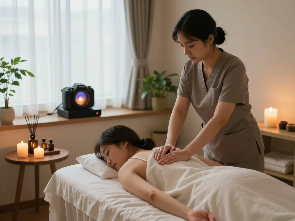 Experience 논현동마사지 in a serene spa setting with soothing elements.