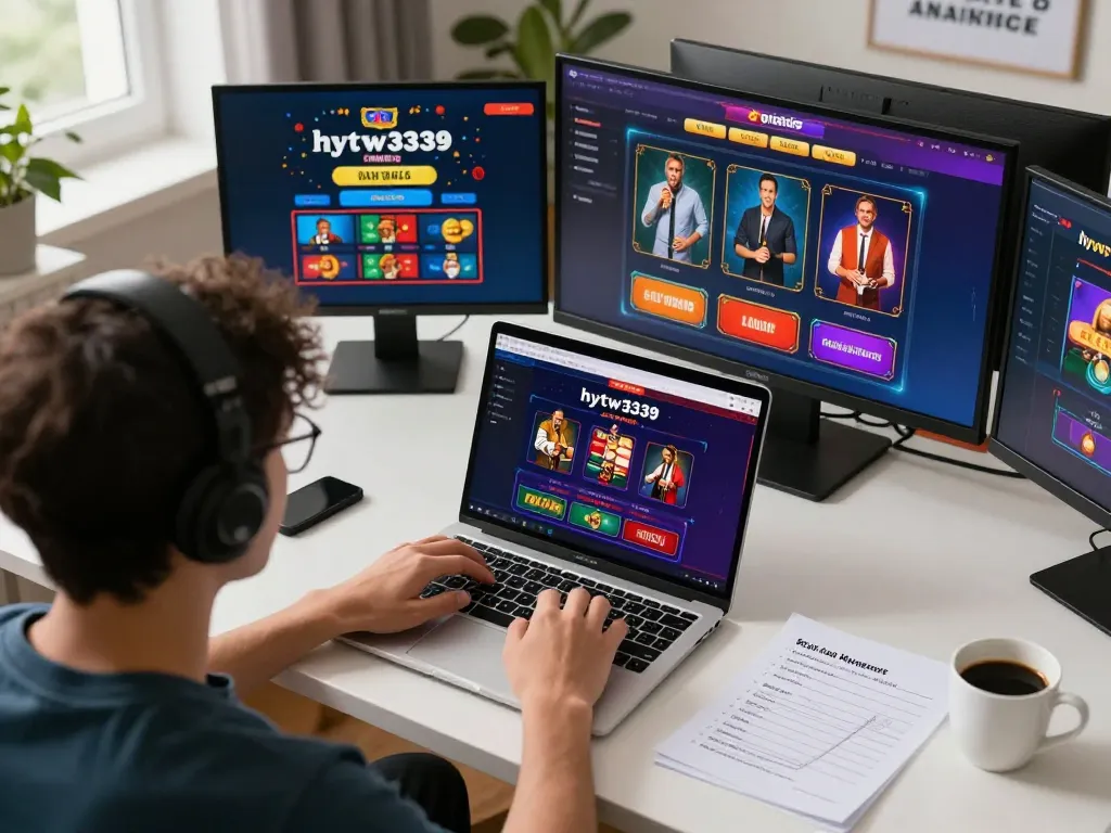 Engaging scene of hytw3339 đăng nhập on a laptop in a cozy home office with a focus on strategic gameplay.