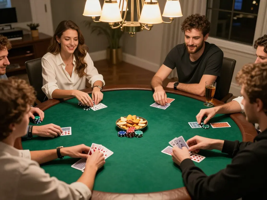 Poker night with friends showcasing competitive atmosphere and social interaction at 88i