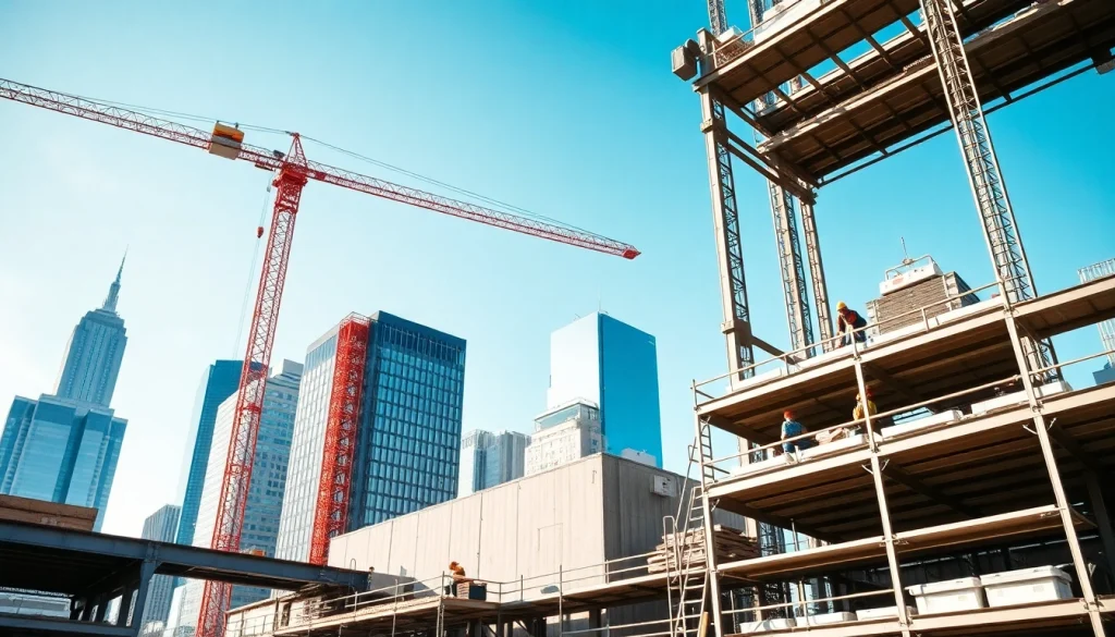 Highlighting New York Commercial General Contractor at an active construction site, showcasing teamwork.