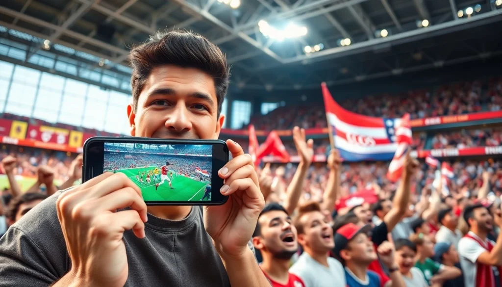 실시간스포츠중계를 즐기는 팬의 열정 가득한 모습