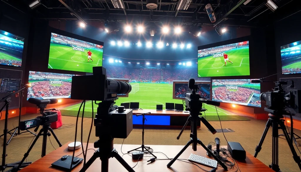 해외축구중계 생중계를 위한 전문 스포츠 스튜디오 환경