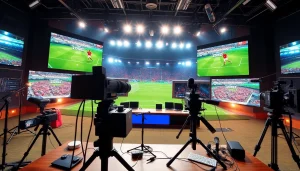 해외축구중계 생중계를 위한 전문 스포츠 스튜디오 환경