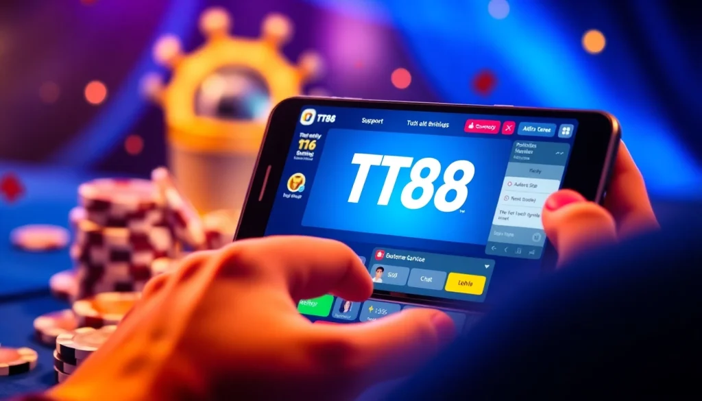 Users engaging with the TT88 online gaming platform, showcasing vibrant colors and dynamic interactions.
