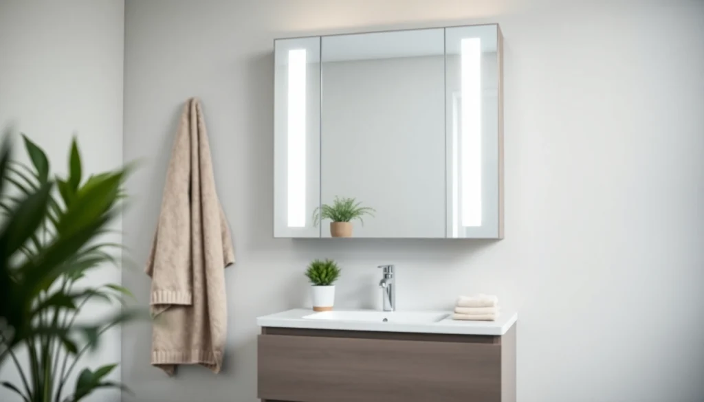 Stauraum optimieren mit einem spiegelschrank mit led Beleuchtung im modernen Badezimmer.