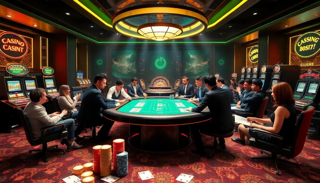 Experience thrilling gaming at LC88 bio with vibrant casino action at the gaming table.