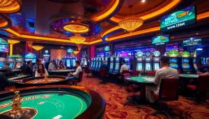 Engaging scene of players enjoying games at a casino, highlighting ink vao 12bet betting excitement.