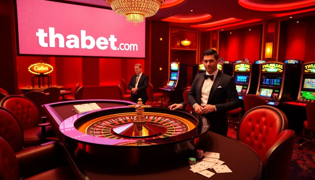 Experience the excitement of thabet com with engaging casino interactions featuring poker chips and roulette.