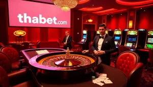 Experience the excitement of thabet com with engaging casino interactions featuring poker chips and roulette.