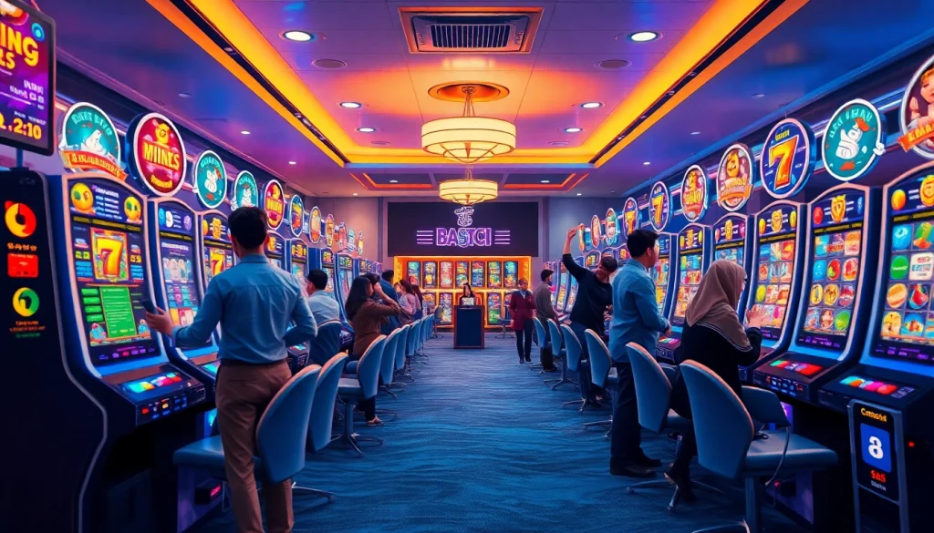 Situs kode4d online gaming experience with diverse players enjoying digital slot machines