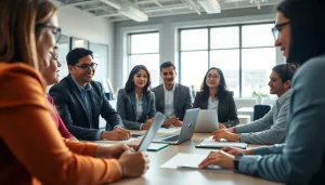 Engaged team discussing pre and post award compliance processes in a professional setting.