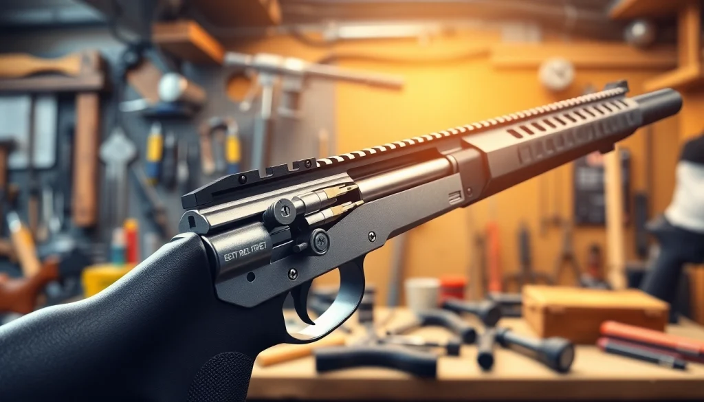 Detailed view of a forced reset trigger mechanism in an AR-15 rifle showcasing its design and features.