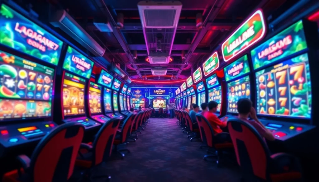 LAGAGAME77 gaming platform featuring vibrant slot games and immersive gameplay environments