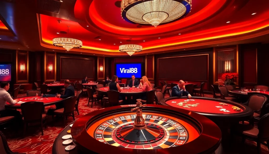 Captivating casino scene featuring gambling excitement with viral88 table games.