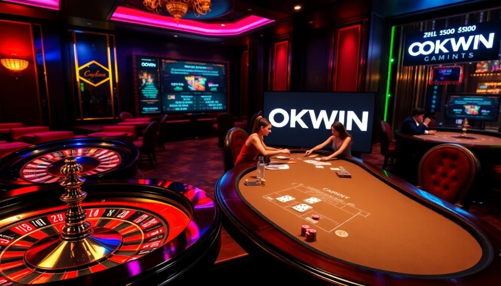 Exquisite casino scene showcasing the essence of online gambling through https://okwin.blog with exciting gaming elements.