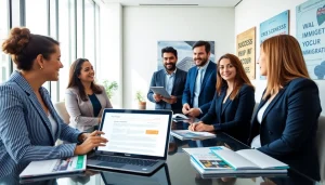 Migration agent in Brisbane consulting with clients in a professional office environment.