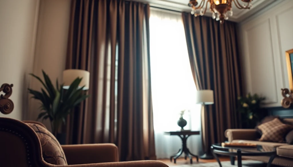 Verduisterende gordijnen in een stijlvolle woonkamer met natuurlijk licht en elegante texturen.
