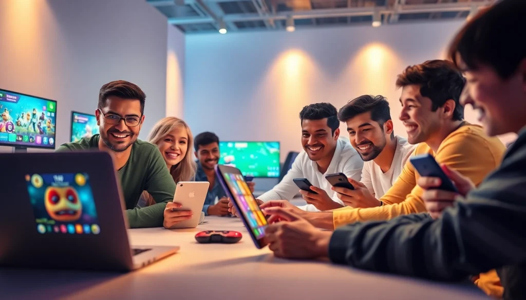 Players enjoying the जलवा गेम on various devices in a vibrant, digital gaming environment.