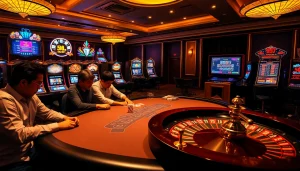 Experience the thrill of 'Tool xo so sieu toc' at a luxurious casino poker table with vibrant games.
