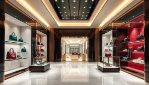 레플리카쇼핑몰의 고품질 패션 아이템이 진열된 세련된 쇼핑 환경을 보여줍니다.