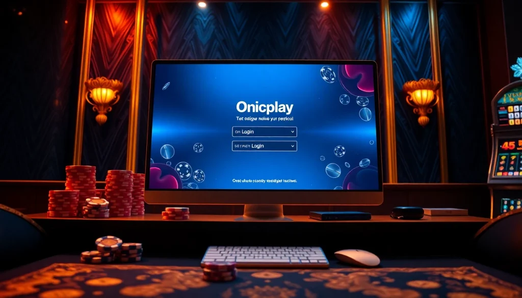 Experience seamless access to Onicplay login with vibrant casino elements.