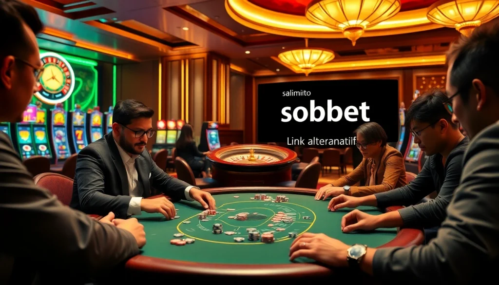 Engaging poker players using sbobet link alternatif in a luxury casino environment.